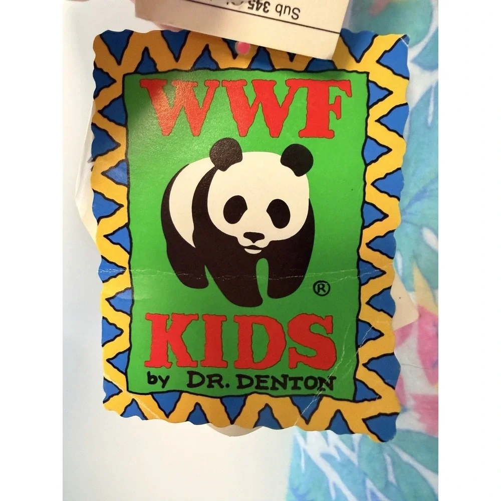 VTG Dr. Denton's Deadstock Baby blanket sleeper Zoo Word Wildlife Fdn 6M Fleece